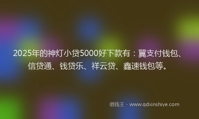 2025年的神灯小贷5000好下款有：翼支付钱包、信贷通、钱贷乐、祥云贷、鑫速钱包等。