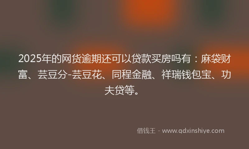 2025年的网货逾期还可以贷款买房吗有：麻袋财富、芸豆分-芸豆花、同程金融、祥瑞钱包宝、功夫贷等。