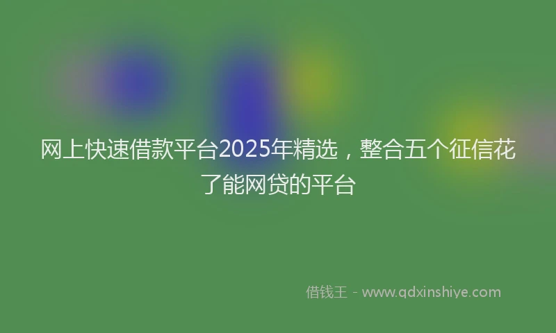 网上快速借款平台2025年精选，整合五个征信花了能网贷的平台