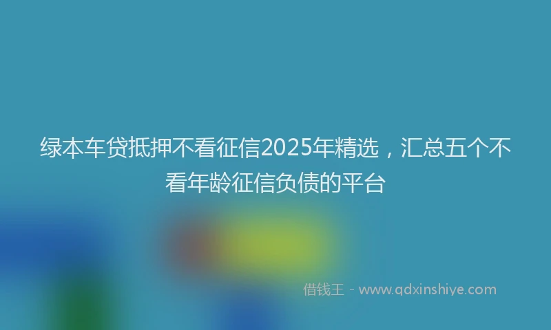 绿本车贷抵押不看征信2025年精选，汇总五个不看年龄征信负债的平台