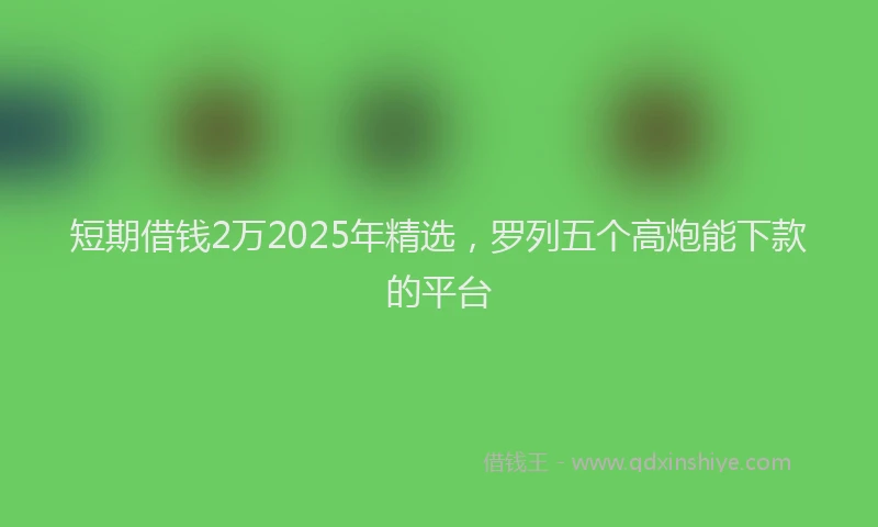 短期借钱2万2025年精选，罗列五个高炮能下款的平台