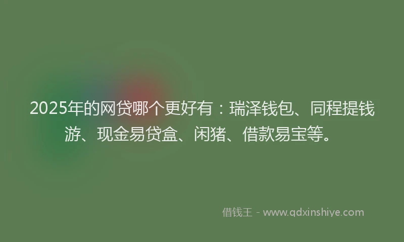 2025年的网贷哪个更好有：瑞泽钱包、同程提钱游、现金易贷盒、闲猪、借款易宝等。
