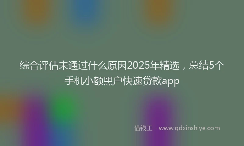 综合评估未通过什么原因2025年精选，总结5个手机小额黑户快速贷款app