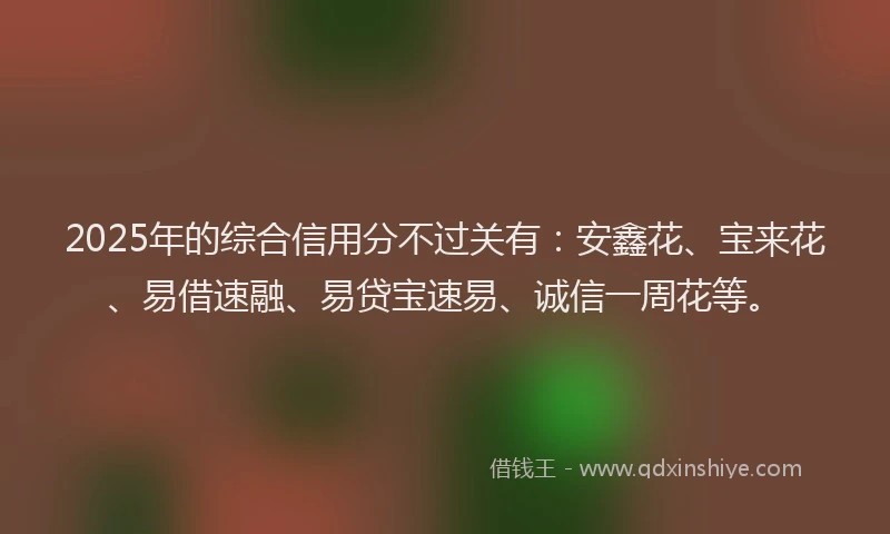 2025年的综合信用分不过关有：安鑫花、宝来花、易借速融、易贷宝速易、诚信一周花等。
