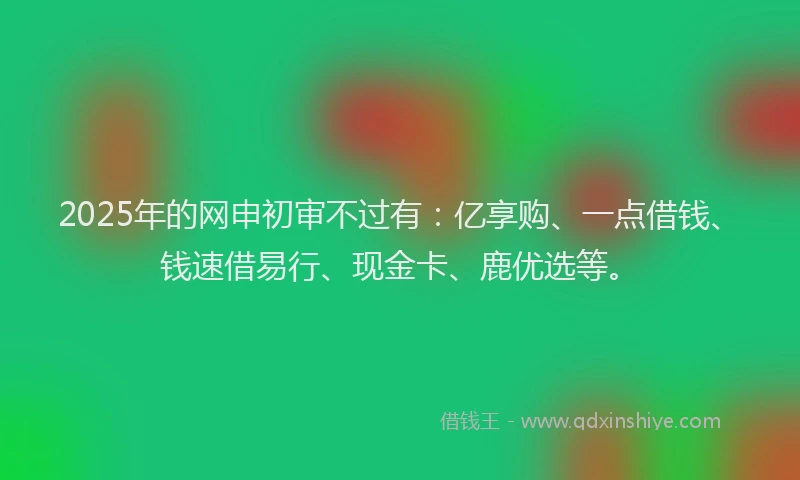 2025年的网申初审不过有：亿享购、一点借钱、钱速借易行、现金卡、鹿优选等。