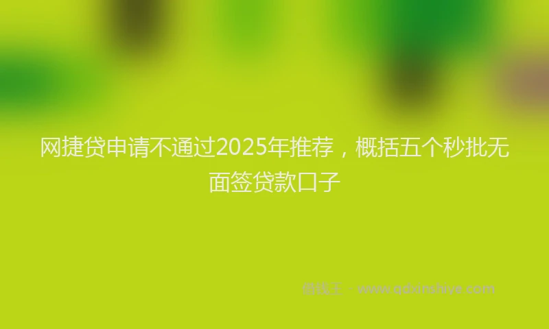 网捷贷申请不通过2025年推荐，概括五个秒批无面签贷款口子