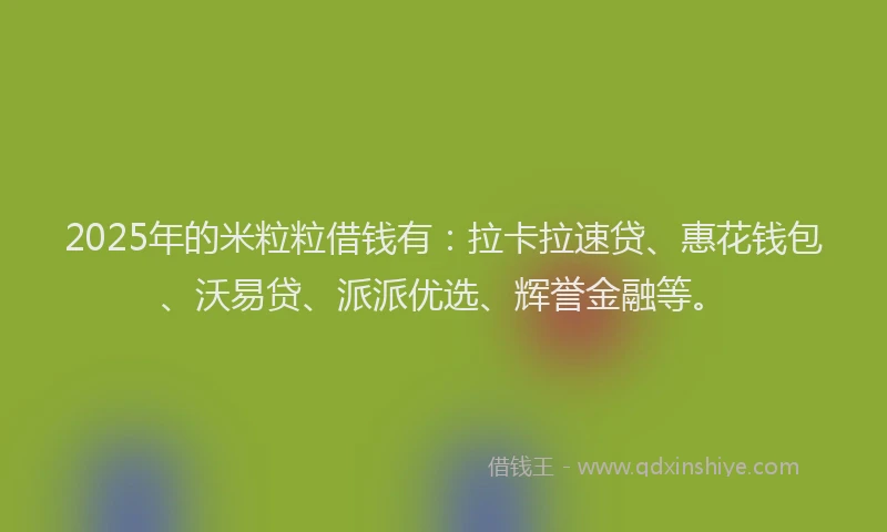 2025年的米粒粒借钱有：拉卡拉速贷、惠花钱包、沃易贷、派派优选、辉誉金融等。