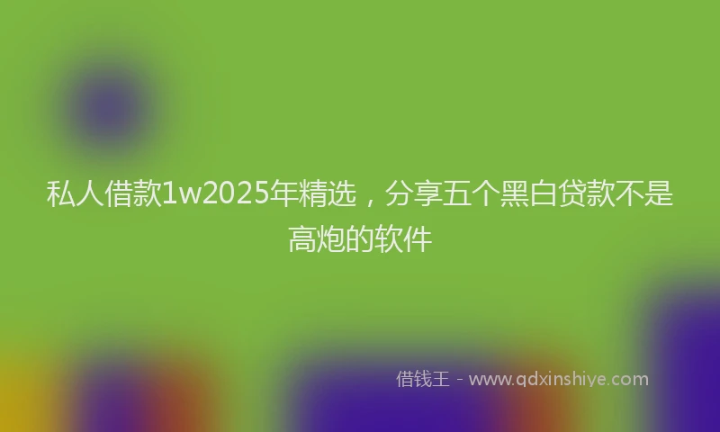 私人借款1w2025年精选，分享五个黑白贷款不是高炮的软件