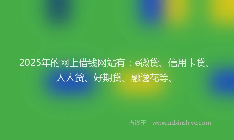 2025年的网上借钱网站有：e微贷、信用卡贷、人人贷、好期贷、融逸花等。