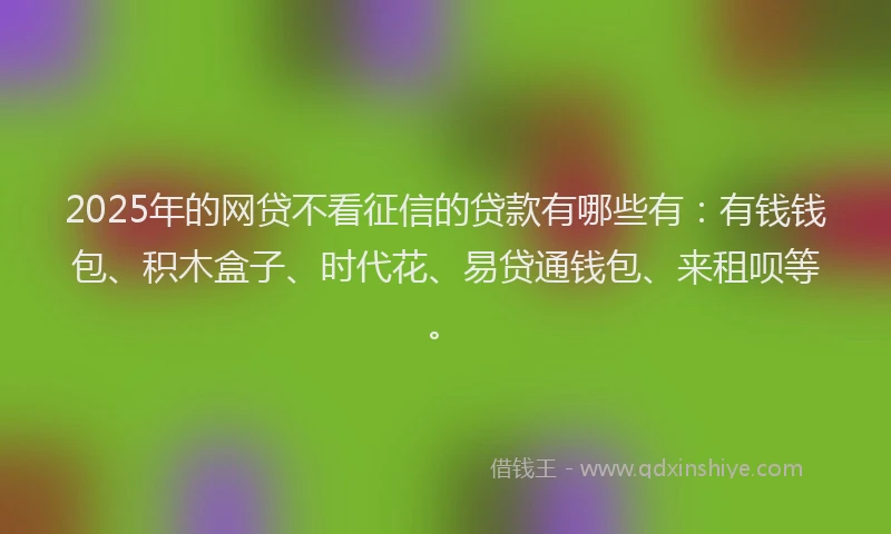 2025年的网贷不看征信的贷款有哪些有：有钱钱包、积木盒子、时代花、易贷通钱包、来租呗等。