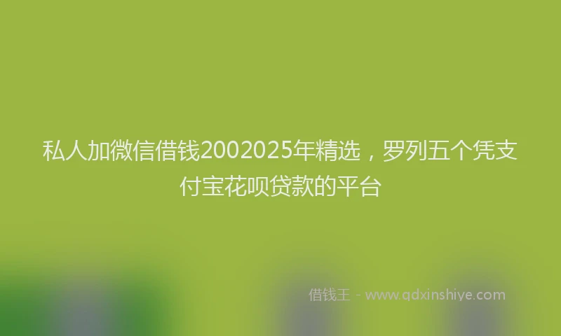 私人加微信借钱2002025年精选，罗列五个凭支付宝花呗贷款的平台