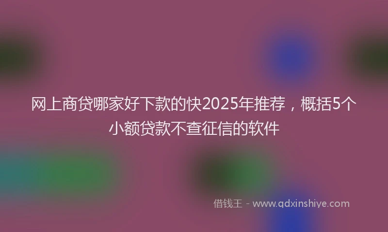 网上商贷哪家好下款的快2025年推荐，概括5个小额贷款不查征信的软件