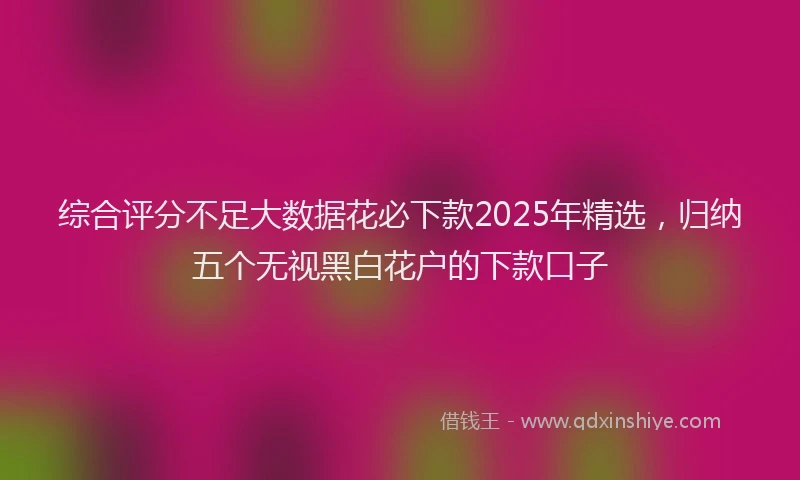 综合评分不足大数据花必下款2025年精选，归纳五个无视黑白花户的下款口子
