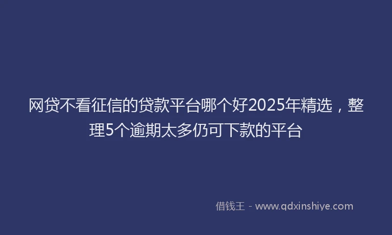网贷不看征信的贷款平台哪个好2025年精选，整理5个逾期太多仍可下款的平台