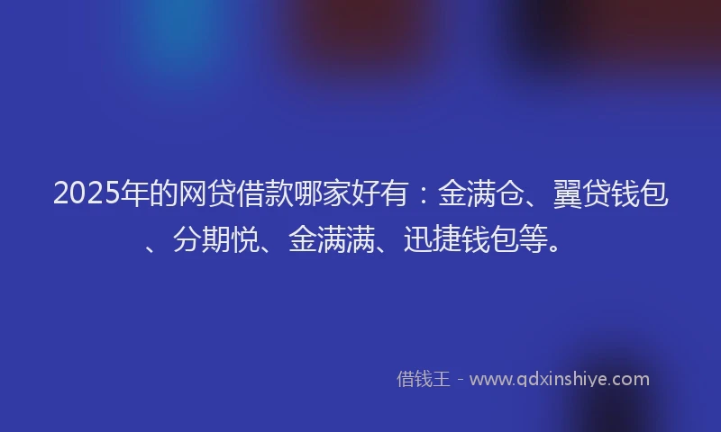 2025年的网贷借款哪家好有：金满仓、翼贷钱包、分期悦、金满满、迅捷钱包等。