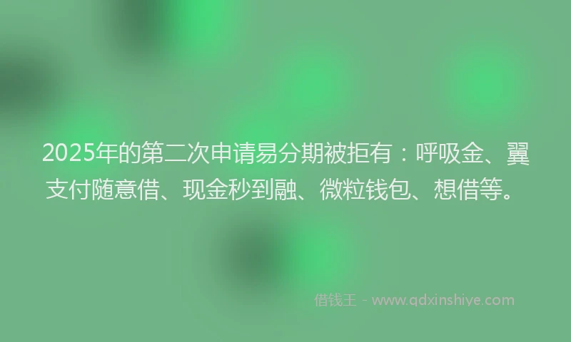 2025年的第二次申请易分期被拒有：呼吸金、翼支付随意借、现金秒到融、微粒钱包、想借等。