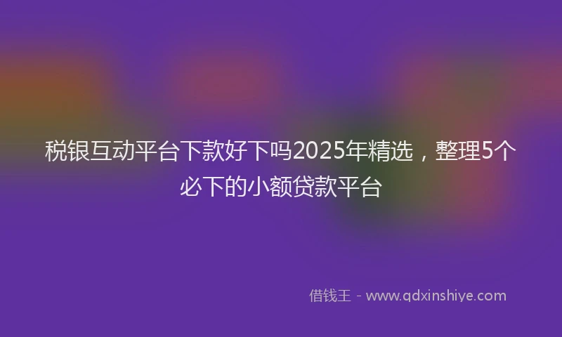 税银互动平台下款好下吗2025年精选，整理5个必下的小额贷款平台