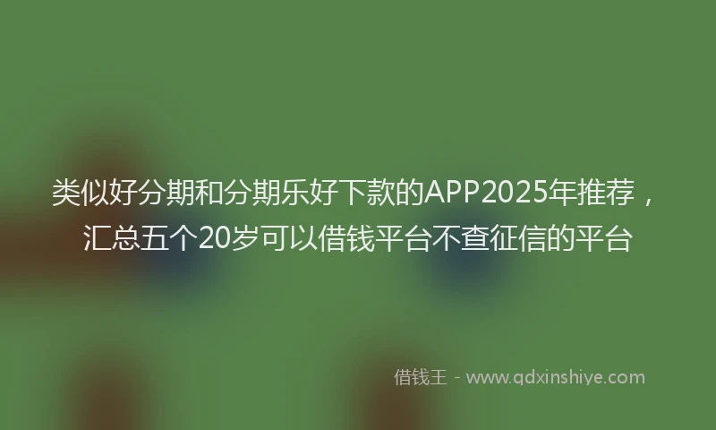 类似好分期和分期乐好下款的APP2025年推荐，汇总五个20岁可以借钱平台不查征信的平台