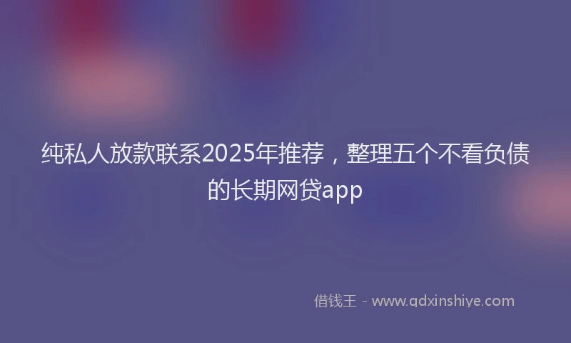 纯私人放款联系2025年推荐，整理五个不看负债的长期网贷app