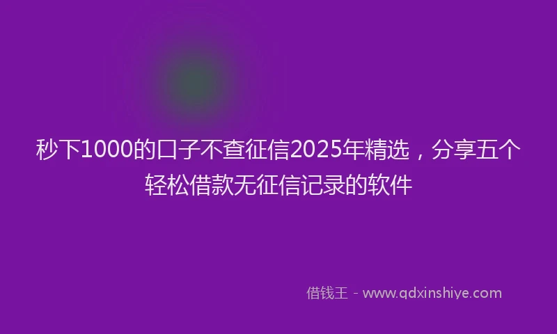 秒下1000的口子不查征信2025年精选，分享五个轻松借款无征信记录的软件