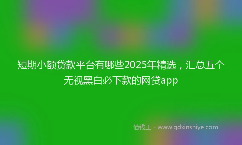 短期小额贷款平台有哪些2025年精选，汇总五个无视黑白必下款的网贷app