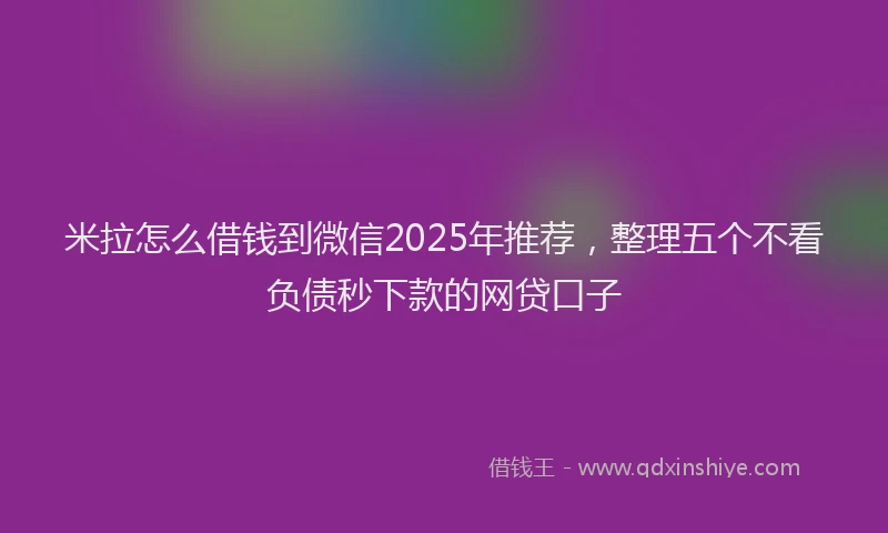 米拉怎么借钱到微信2025年推荐，整理五个不看负债秒下款的网贷口子