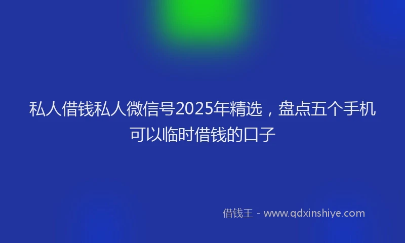 私人借钱私人微信号2025年精选，盘点五个手机可以临时借钱的口子