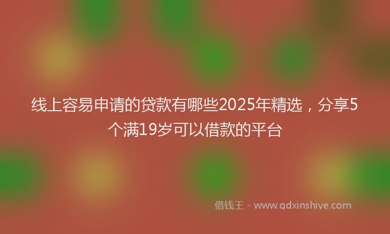 线上容易申请的贷款有哪些2025年精选，分享5个满19岁可以借款的平台