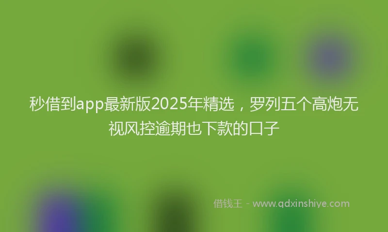 秒借到app最新版2025年精选，罗列五个高炮无视风控逾期也下款的口子