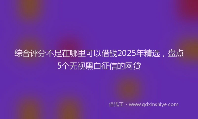 综合评分不足在哪里可以借钱2025年精选，盘点5个无视黑白征信的网贷