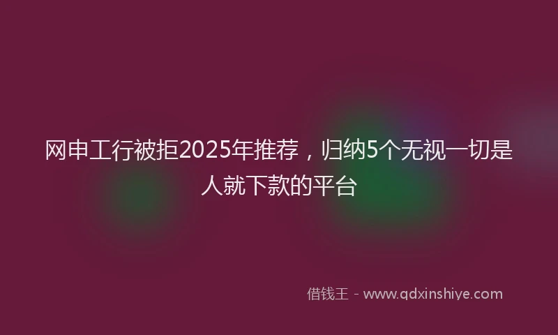 网申工行被拒2025年推荐，归纳5个无视一切是人就下款的平台