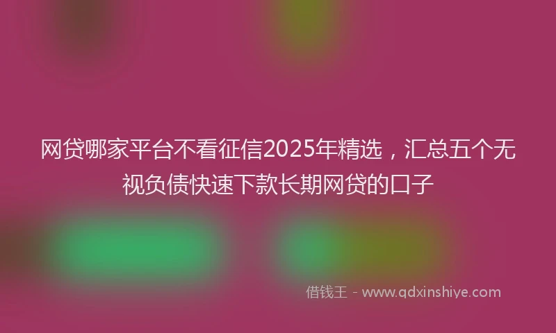 网贷哪家平台不看征信2025年精选，汇总五个无视负债快速下款长期网贷的口子