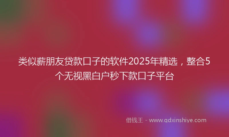 类似薪朋友贷款口子的软件2025年精选，整合5个无视黑白户秒下款口子平台