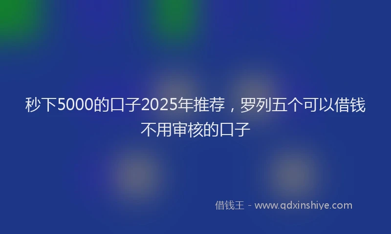 秒下5000的口子2025年推荐，罗列五个可以借钱不用审核的口子