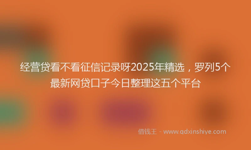 经营贷看不看征信记录呀2025年精选，罗列5个最新网贷口子今日整理这五个平台