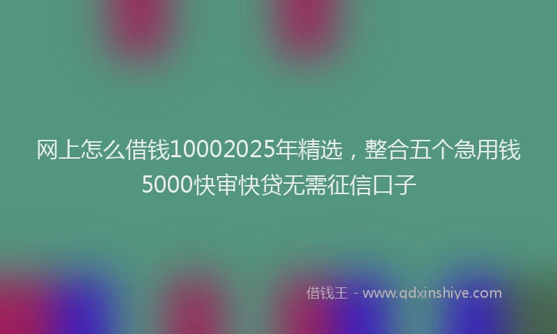 网上怎么借钱10002025年精选，整合五个急用钱5000快审快贷无需征信口子