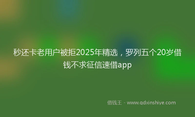 秒还卡老用户被拒2025年精选，罗列五个20岁借钱不求征信速借app