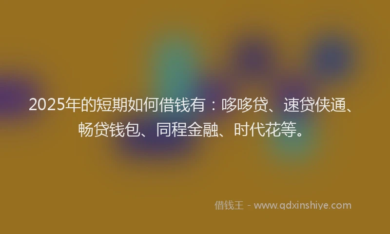 2025年的短期如何借钱有：哆哆贷、速贷侠通、畅贷钱包、同程金融、时代花等。