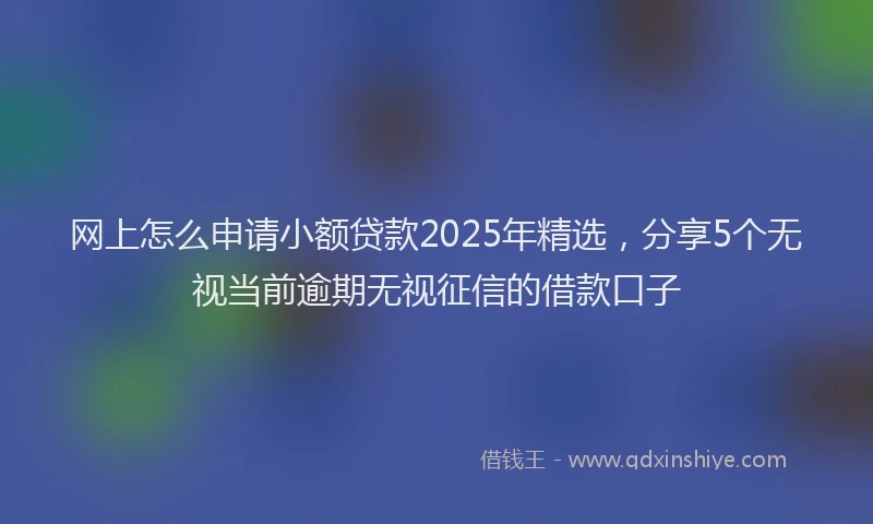 网上怎么申请小额贷款2025年精选，分享5个无视当前逾期无视征信的借款口子
