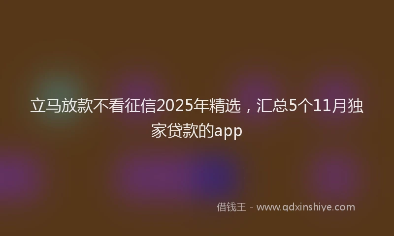 立马放款不看征信2025年精选，汇总5个11月独家贷款的app