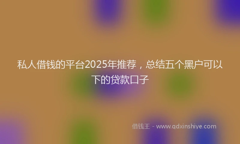 私人借钱的平台2025年推荐，总结五个黑户可以下的贷款口子
