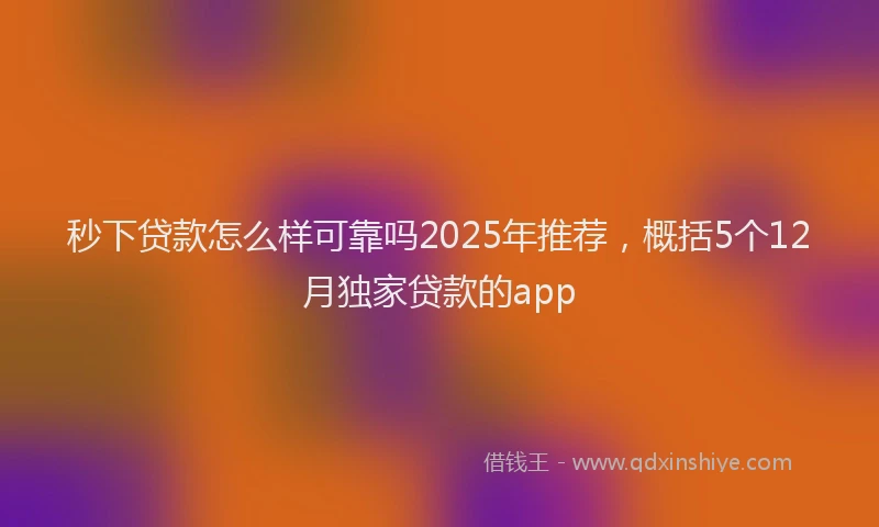 秒下贷款怎么样可靠吗2025年推荐，概括5个12月独家贷款的app