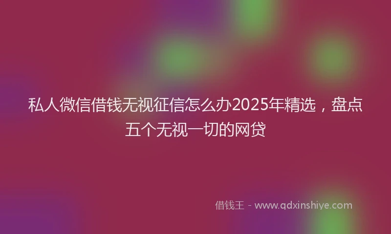 私人微信借钱无视征信怎么办2025年精选，盘点五个无视一切的网贷