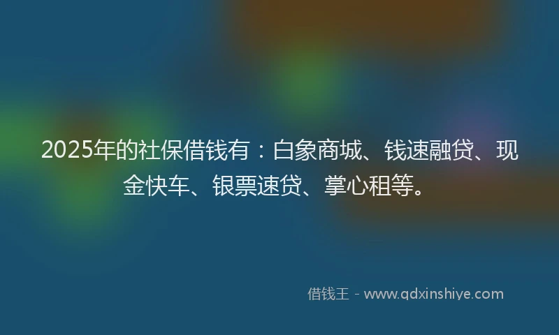 2025年的社保借钱有：白象商城、钱速融贷、现金快车、银票速贷、掌心租等。