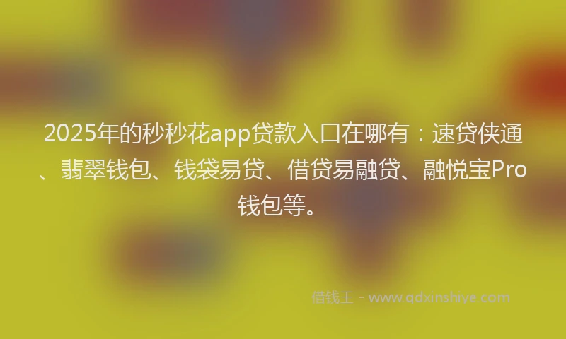 2025年的秒秒花app贷款入口在哪有：速贷侠通、翡翠钱包、钱袋易贷、借贷易融贷、融悦宝Pro钱包等。