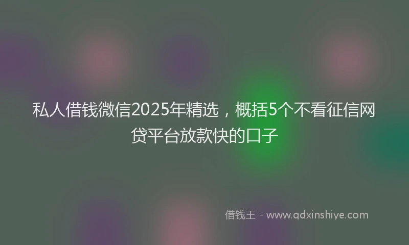 私人借钱微信2025年精选，概括5个不看征信网贷平台放款快的口子