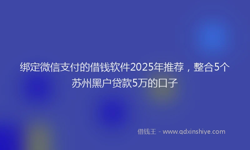 绑定微信支付的借钱软件2025年推荐，整合5个苏州黑户贷款5万的口子