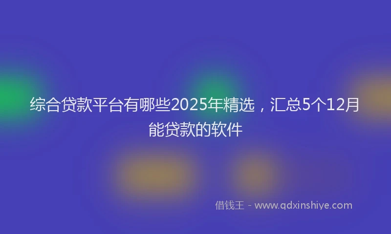 综合贷款平台有哪些2025年精选，汇总5个12月能贷款的软件