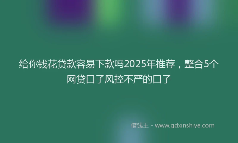 给你钱花贷款容易下款吗2025年推荐，整合5个网贷口子风控不严的口子