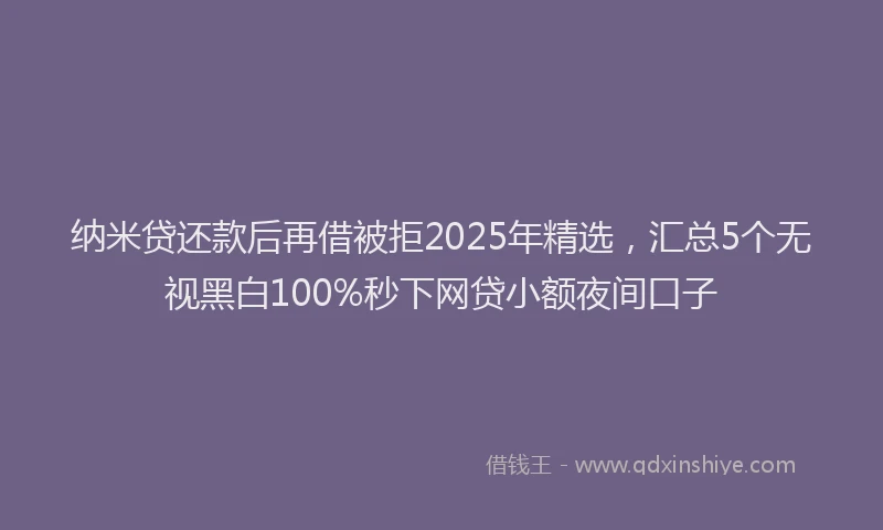 纳米贷还款后再借被拒2025年精选，汇总5个无视黑白100%秒下网贷小额夜间口子